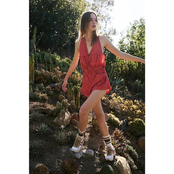 Free People Movement Pink Noiseless Back On Trek Shortsie Romper XS - Picture 1 of 8